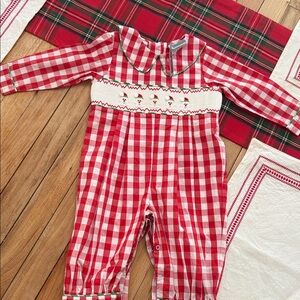 Christmas Santa Red Checkered Kids Romper